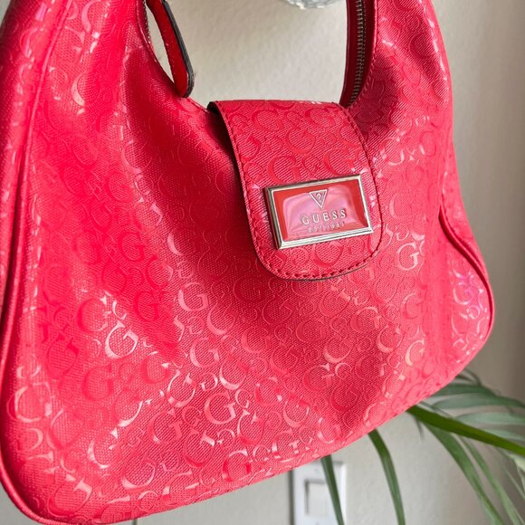 GUESS Y2K Red PVC Branded Hobo Bag - Picture 2 of 8
